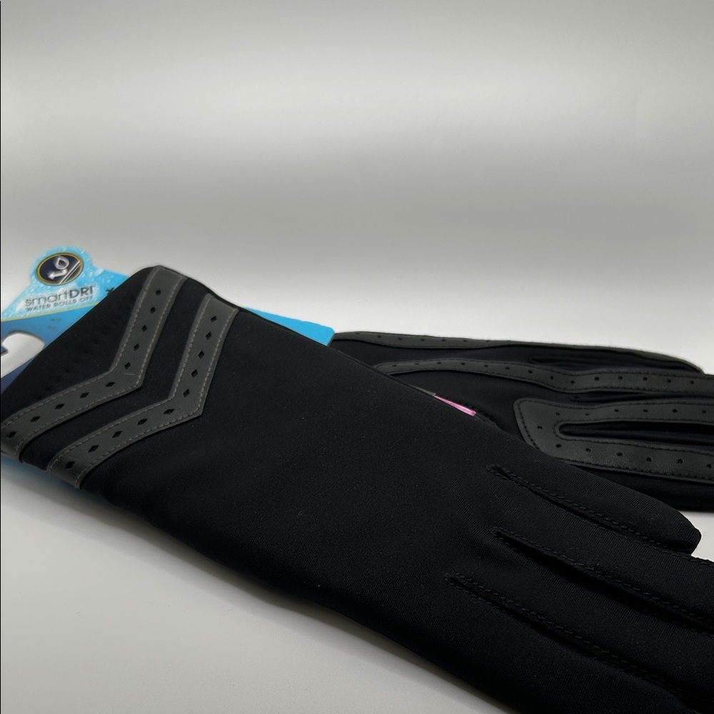Isotoner Classic Black Driving Gloves with Perforated Detail